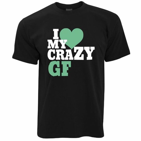 

men's t-shirts fun couples t shirt i love my crazy girlfriend valentine's day funny joke short sleeve for men t-shirt loose, White;black