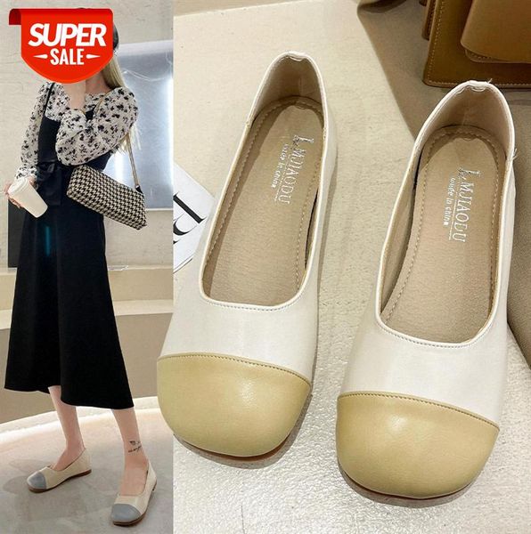 

shallow mouth pedal peas women's shoes korean version is easy to match with soft soles and color matching small single grandma #y17v, Black