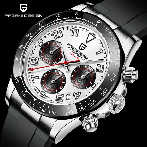 

wristwatches pagani design pd 1987 men`s watch automatic date ceramics bezel quartz watches men -vk63 sapphire chronograph clock 10atm, Slivery;brown