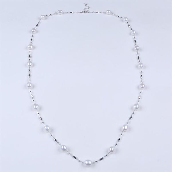 

white color design freshwater pearl necklace baroque for women chains, Silver