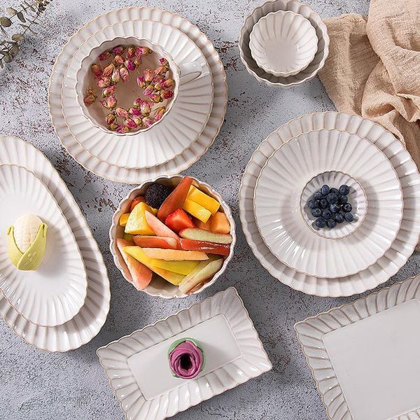 

japanese retro chrysanthemum dish ceramic tableware creative nordic western plate salad bowl home breakfast set bowls