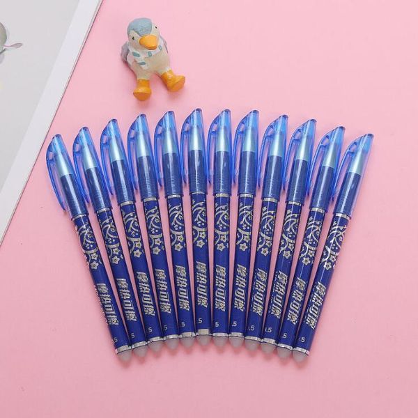

0.5mm blue black ink gel pen erasable refill rod washable handle stationery school office exam spare neutral pens