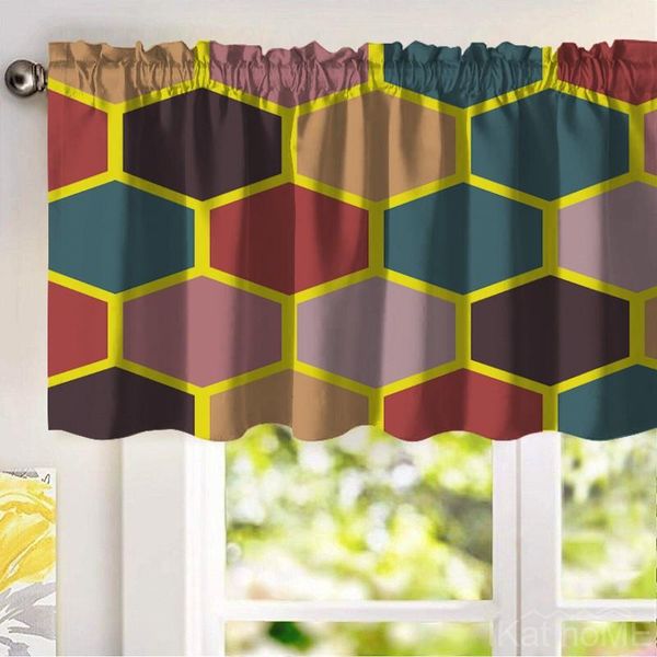

curtain & drapes nordic lined window valance short style mid century geometric pattern rod pocket for bedroom blackout room darkening