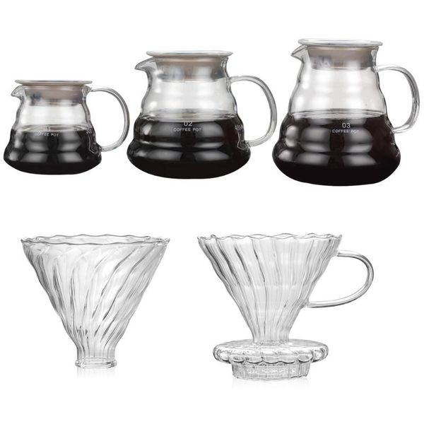 

coffee pots pour over range server carafe drip pot kettle brewer barista percolator clear 360ml 600ml 800ml
