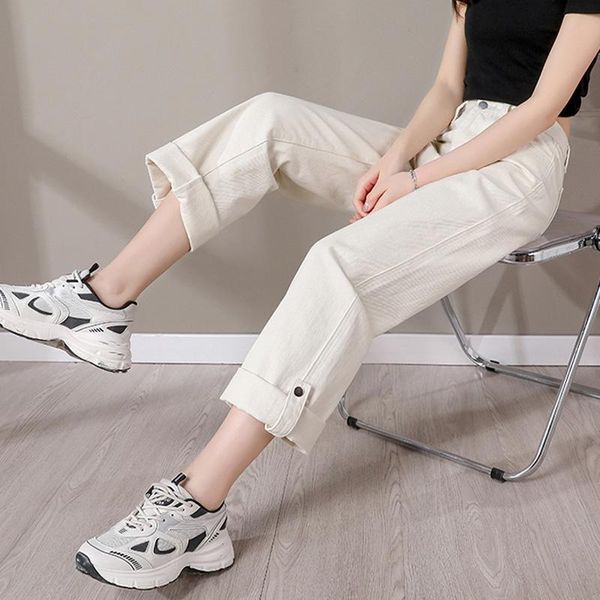 

women's jeans high waist women harem pants mom 2021 boyfriends straight streetwear loose vintage denim trousers, Blue