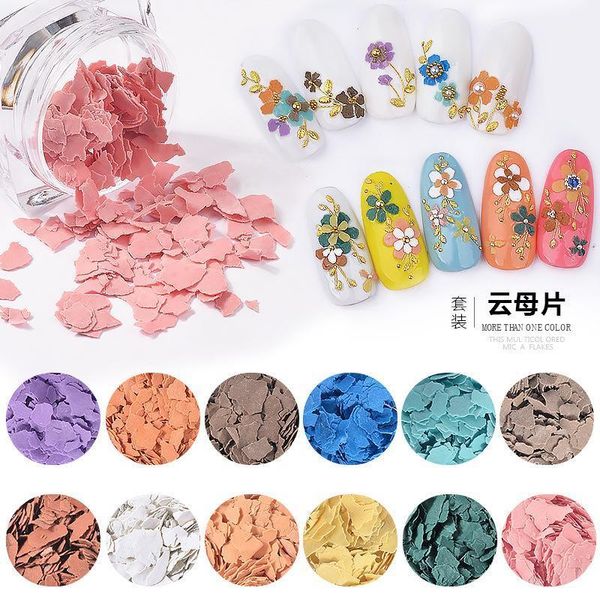 

colors mixed mineral color flake flower mica flake, ceramic irregular fragment nail sequin decor1, Silver;gold