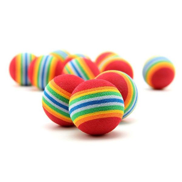 

cat toys 1pc 3.5cm ball toy pet rainbow interactive play chewing rattle scratch for training puppy supplies