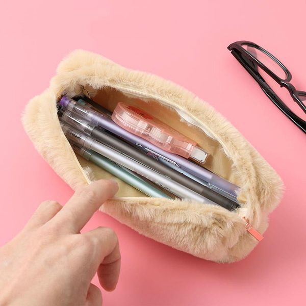 

pencil bags plush octagonal pen bag cute little fresh case girl student super lead