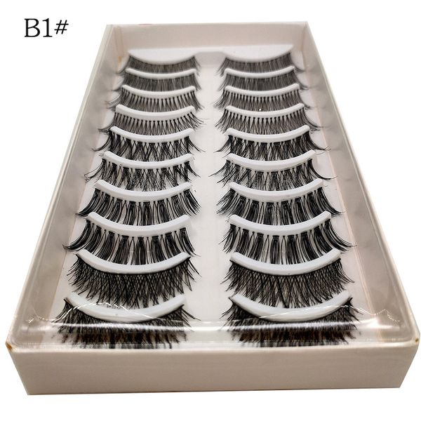

10 pairs 3d faux mink lashes false eyelashes handmade thick cross natural nude transparent cotton stalk eyelash dhl j079