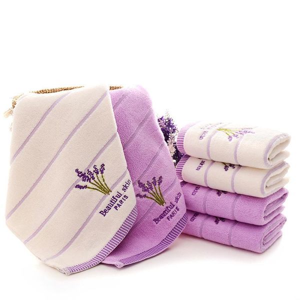 

towel 2pcs jetting 33*74cm embroidery towels beautiful skin paris lavender flowers cotton fabric fragrant smell washcloths