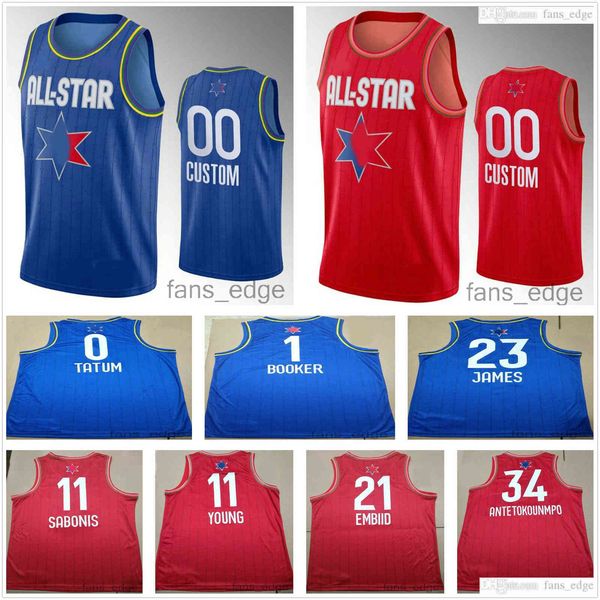 

custom screen printed 2020 all-star basketball jerseys davis ingram butler harden gobert lowry embiid paul simmons adebayo man women kids yo, Black;red