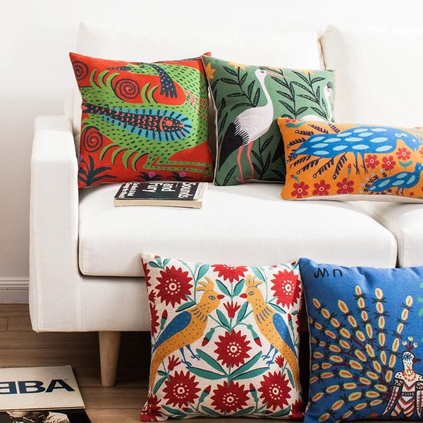 

ukraine home decorative linen cushion cover abstract animal flowers pattern 3879 pillow case sofa chair waist cushion/decorative