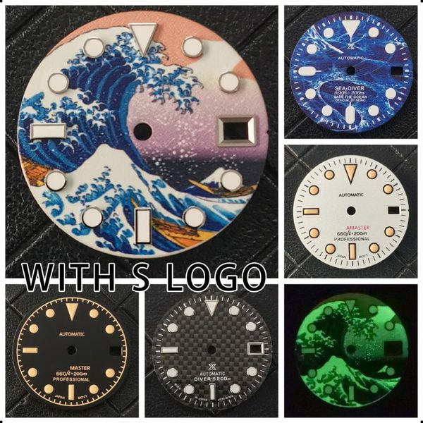 

repair tools & kits watch dial 28.5mm kanagawa japanese c3 green luminous for nh35/nh36 4r35/4r36 movement with s logo parts accessories