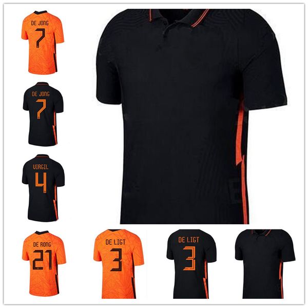 

memphis 2021 netherlands soccer shirt de jong holland de ligt strootman van dijk virgil 2022 football jersey men + kids kit, Black;yellow