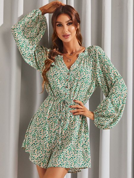

luukse notched ditsy floral print knot detail jumpsuit m0ea#, White