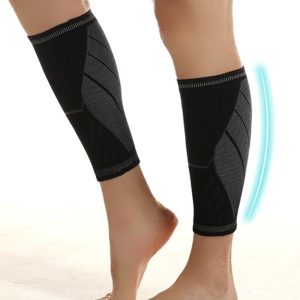 

pair compression sports anti slip leg support sleeve protector calf knee brace cap pads wrap guard for any elbow, Black;gray