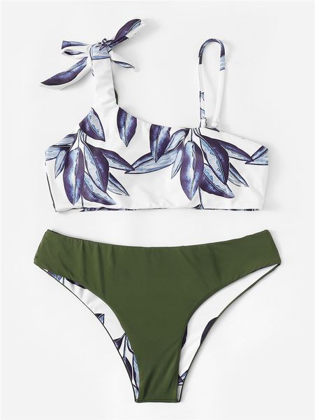 

2021 biquinis women swimwear push up swimsuit one shoulder print brazilian bikini set bathing suit beachwear swimming suit