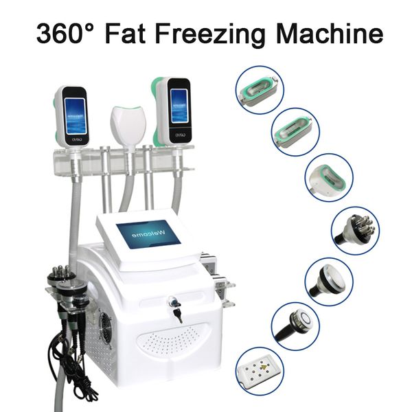 Dimagrante Dispositivo di bellezza 3 Maniglie Cryo 40K facciali RF 6 Pad Laser Cavitazione 360 ​​gradi Doppia Chin Fat Fasce Freeze Slim Machine