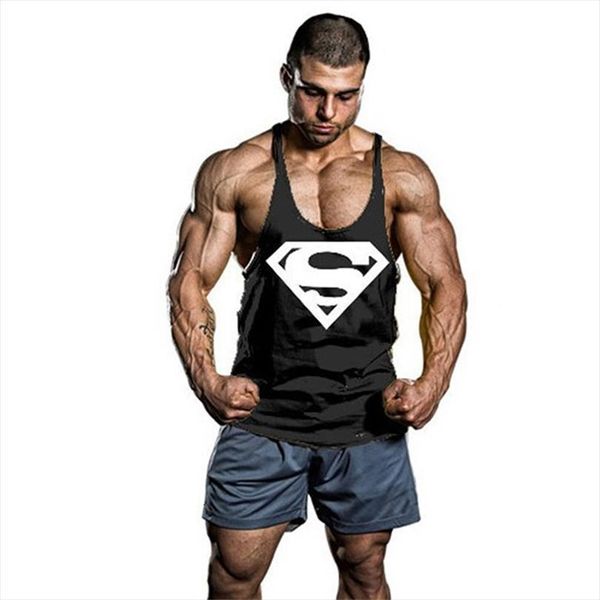 

fashion bodybuilding stringer tank man mens cotton gym sleeveless shirt men fitness vest singlet sportswear workout tanktop, White;black