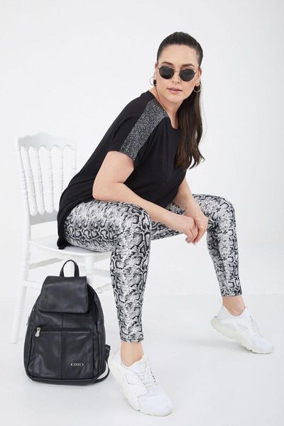 

women's leggings large size black snake patterned compression tights 21y-tayt0001