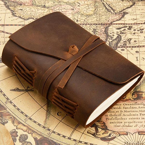 

backpack vintage crazy horse leather sketchbook for drawing kraft paper notebook travel portable
