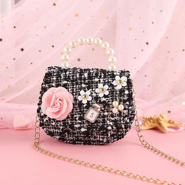 

purse korean little girl purses and handbags cute princess flower crossbody bags for kids small coin pouch baby girls party, White