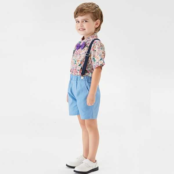 

children's and boys' summer suit summer short sleeve shirt and shorts, Blue