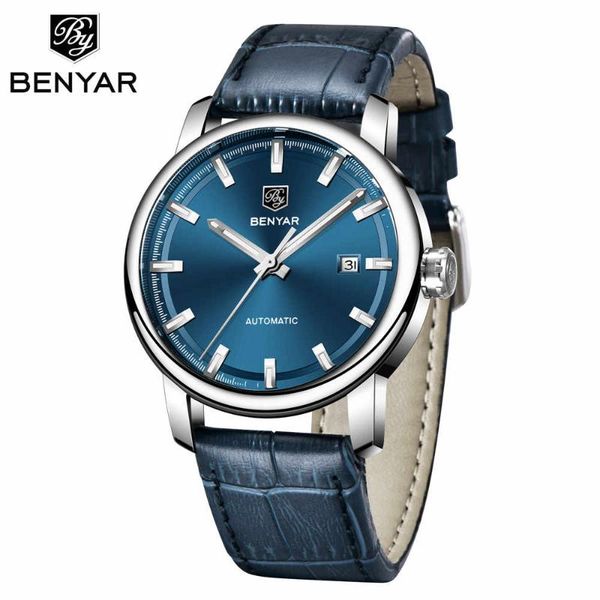

wristwatches benyar quartz classic watch fashion luxury men's waterproof semi-automatic mechanical watches casual wristwatch business f, Slivery;brown