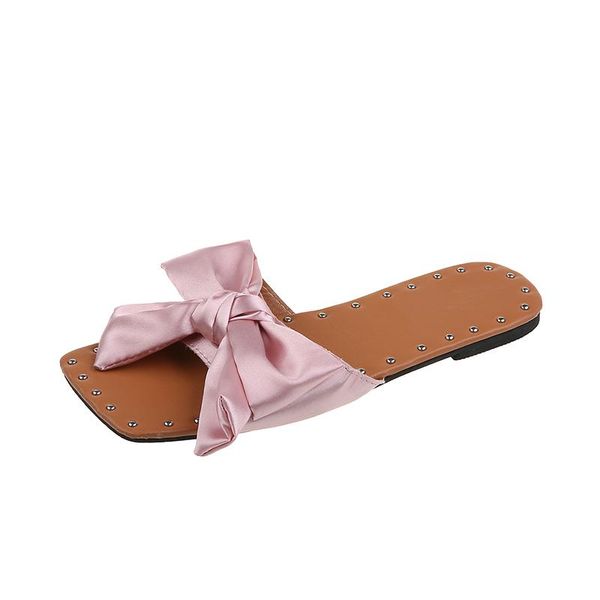 

slippers summer women's fashion simple sweet wild bow decoration casual cute small fresh 2021, Black