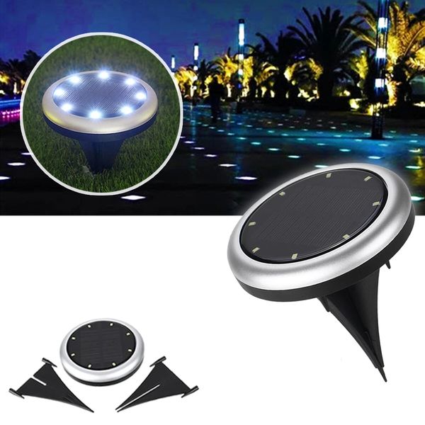 

2pcs soalr garden light lawn lamp outdoor disk pathway decoration waterproof solar ground