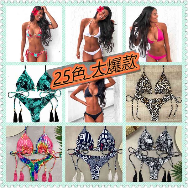 

25 2021 split plus color swimsuit shows thin bikini, White;black