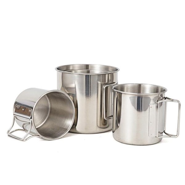 

outdoor mountaineering camping barbecue portable rice bowl cup 304 stainless steel folding pads