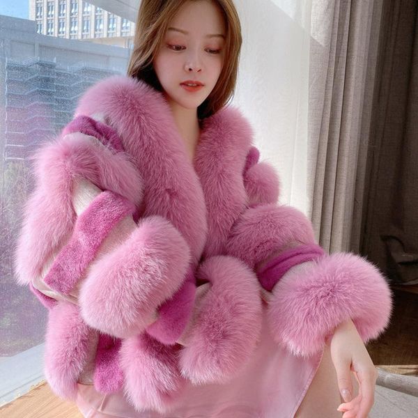 

women's fur & faux 2021 100% natural outerwear coats luxury genuine real mink jackets coat, Black