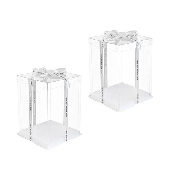 

2pcs 3 in 1 birthday cake party gift packaging boxes clear transparent wrap