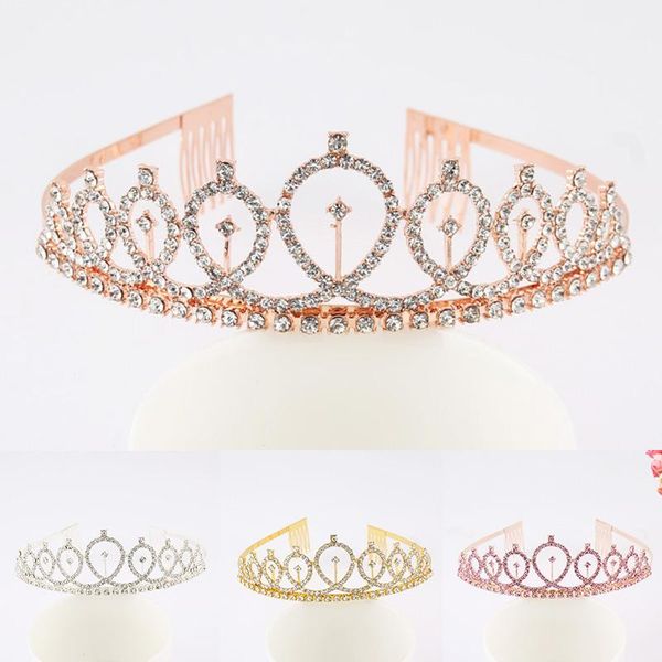 

hair clips & barrettes crystal crown tiara with comb headband for women girls wedding birthday party princess vintage bridal headdress acces, Golden;silver