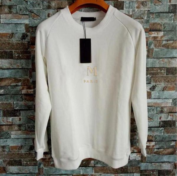 

luxury winter europe paris embroidery contrast fashion men clothes o-neck pullover sweatshirt women, Black