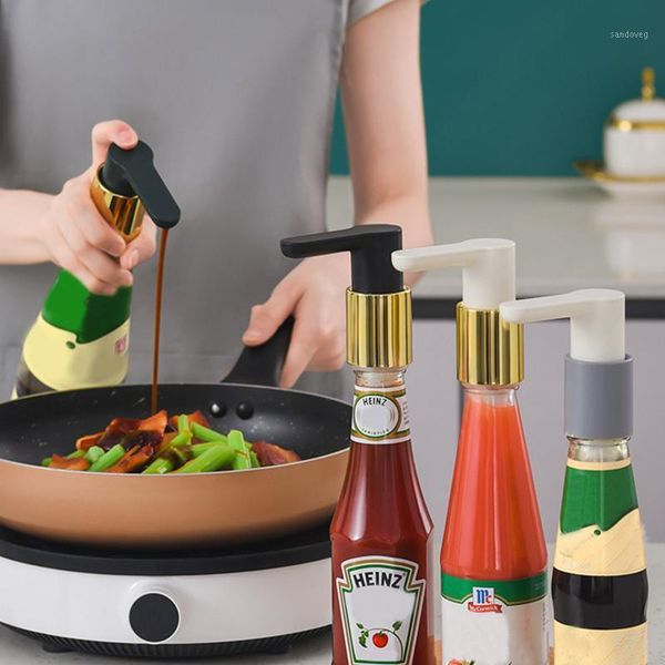 

storage bottles & jars oyster sauce bottle pressure nozzle pump head kitchen accessories oil pot squeeze artifact ketchup extruder