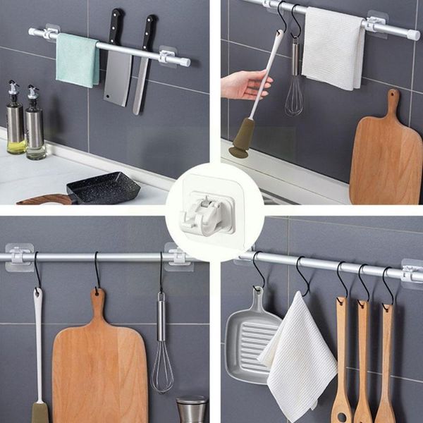 

hooks & rails nail-adjustable curtain rod bracket clip hook fixing wall hanger glue r0j2