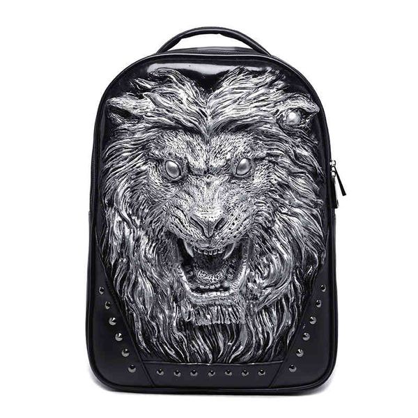 

backpack nu lion pu men's multifunctional stereo animal computer bag outdoor large capacity waterproof