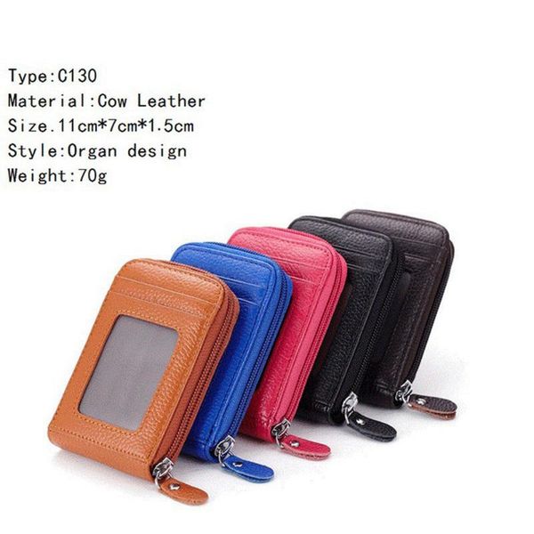 

card holders 1 piece genuine leather id holder bank wallet hasp business organizer porte carte, Brown;gray
