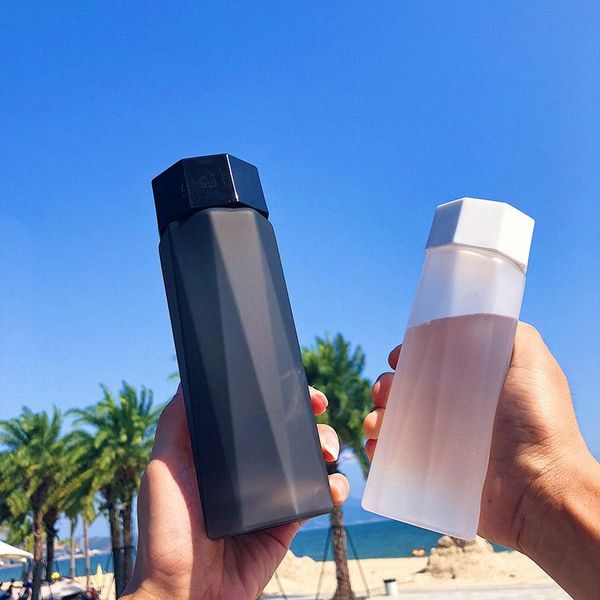 

water bottles 380ml plastic bottle frosted space for polygon outdoor sports travel camping hiking portable scrub drink'ware