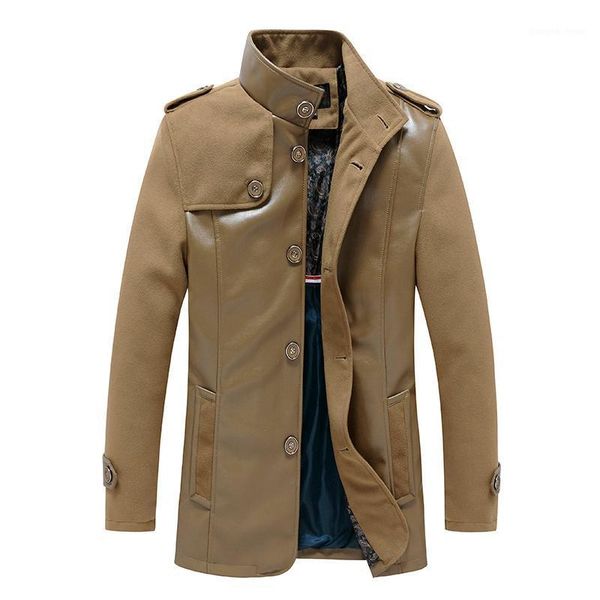 

men's fur & faux casual pu leather bomber jackets men 2021 winter fashion wool design mens slim motorcycle biker jacket coat, Black