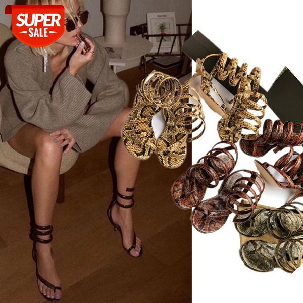 

dave&di summer shoes woman women shoes ins fashion blogger vintage serpentine cowhide cross-tied stiletto heel sandals women #yb3s, Black