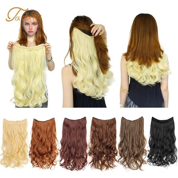 

synthetic wigs no clip straight halo hair natural black blonde one piece false hairpiece fish line fake piec curls