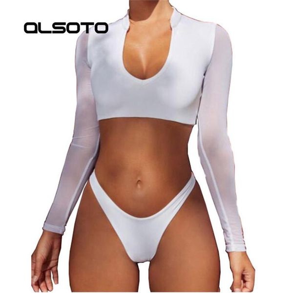 

women's swimwear 2021 summer women solid bikini set mesh swimsuit beach triangle bather suit swimming biquini maillot de bain, White;black