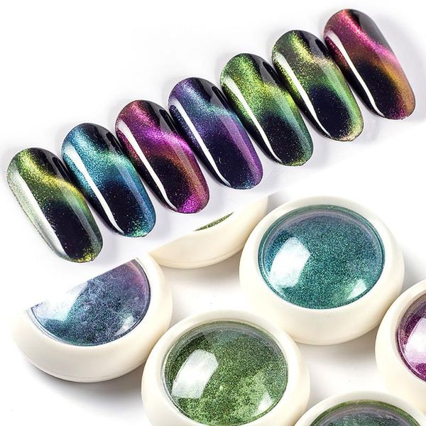 

nail glitter 5d cat eye gel powders chameleon magnetic uv magnet art pigments manicure decorations, Silver;gold