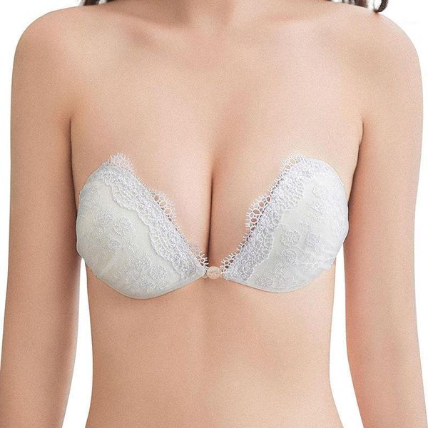 

bustiers & corsets cx wedding bikini white lace embroidery invisible bra silicone gathered chest stickers breathable underwear, Black;white