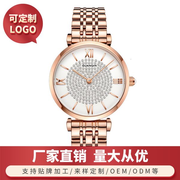 

watch swiss steel band star studded new high grade ladies' waterproof women's, Slivery;brown