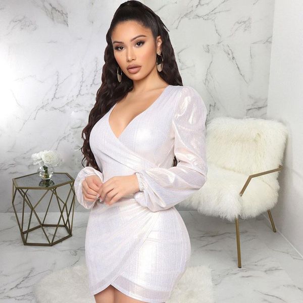 

casual dresses mini dress long sleeve lady bronzing solid color v-neck slim irregular women female party elegant autumn spring, Black;gray