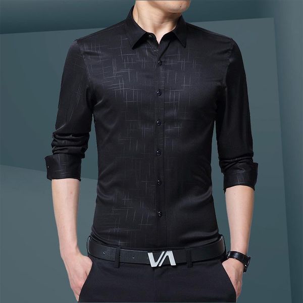 

men's casual shirts men 2021 autumn winter products fashion business long-sleeved camisas para hombre, White;black